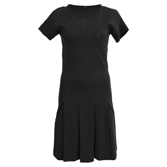 Theory Scoop Neck Drop-Waist Mini Dress in Black Viscose